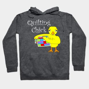 Quilting Chick White Text Hoodie